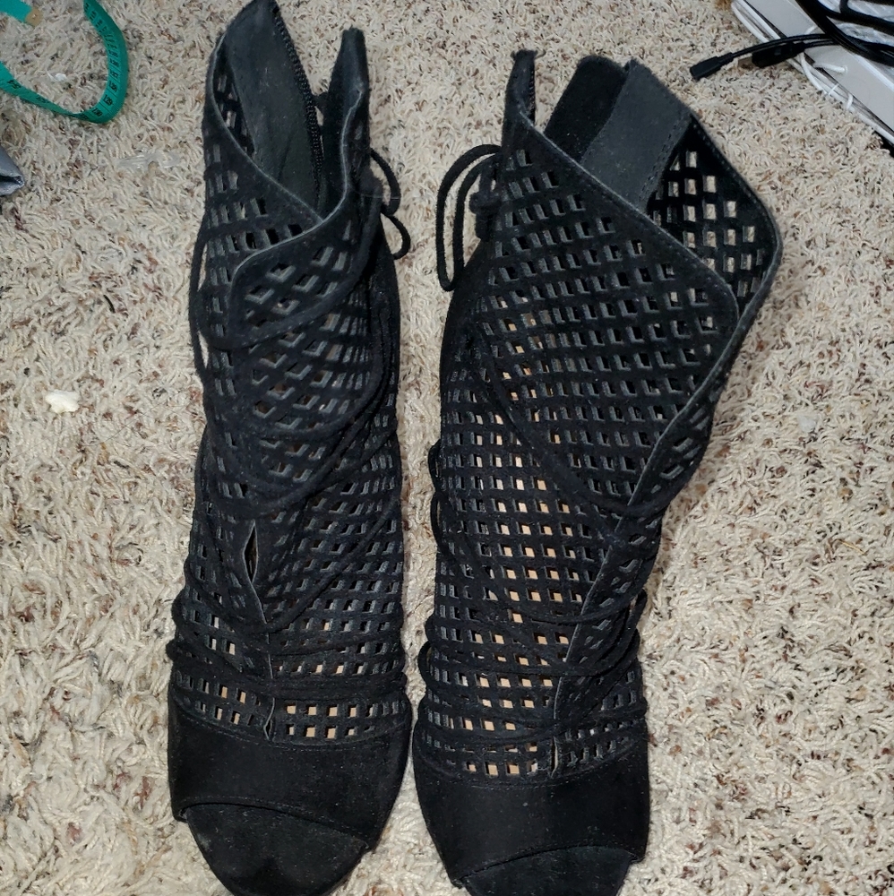 Black high heel booties